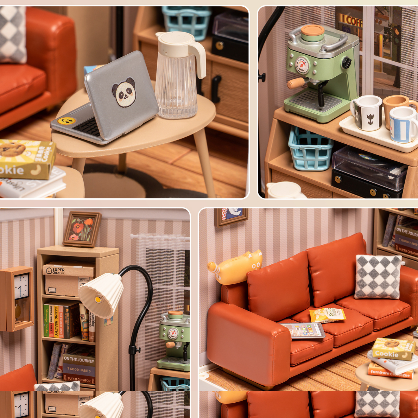 "NoviHobby Comfy Salon dekoratif oyuncak seti – minyatür kanepe ve sehpa ile modern salon atmosferi -3