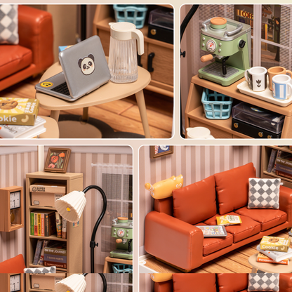 "NoviHobby Comfy Salon dekoratif oyuncak seti – minyatür kanepe ve sehpa ile modern salon atmosferi -3