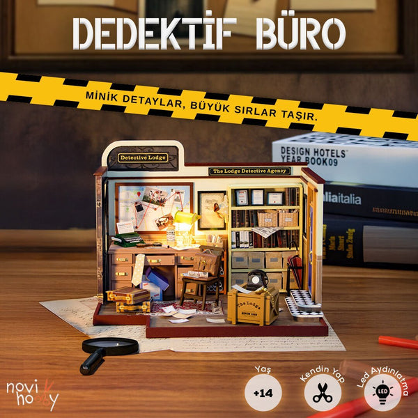Dedektif Büro oyuncak seti – detaylı masa üstü aksesuarlar, dosyalar ve klasik ofis atmosferi ile minyatür model -1