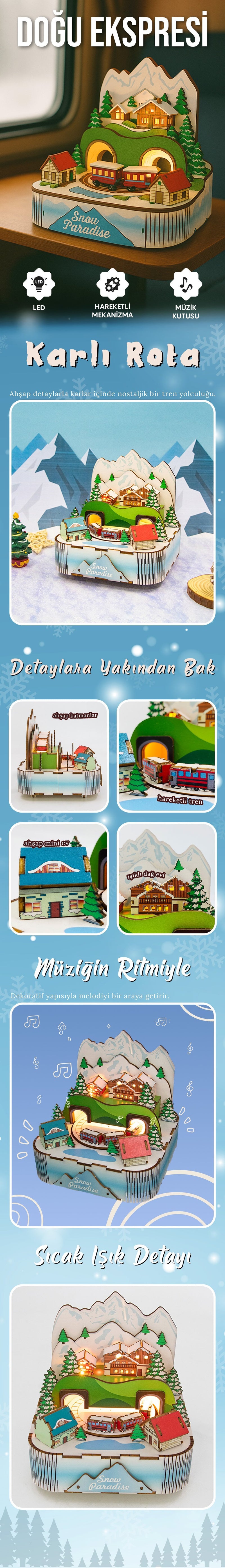 Doğu Ekspresi – LED Işıklı Müzikli 3D Ahşap Tren Maketi | NoviHobby