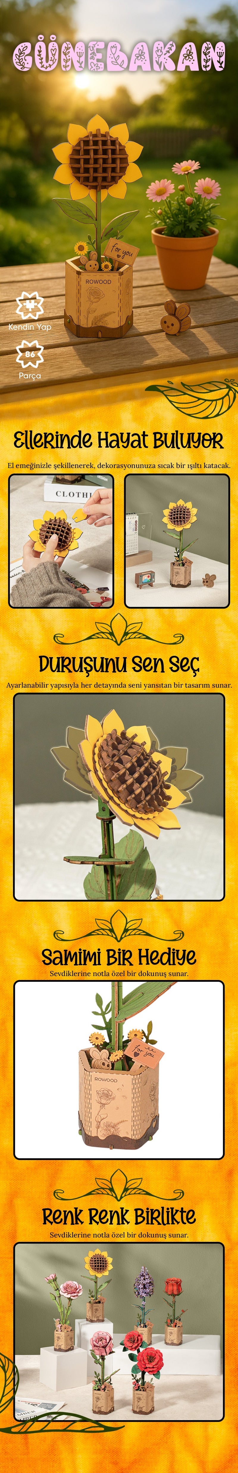 Günebakan – Ahşap Minyatür Çiçek Maketi | NoviHobby