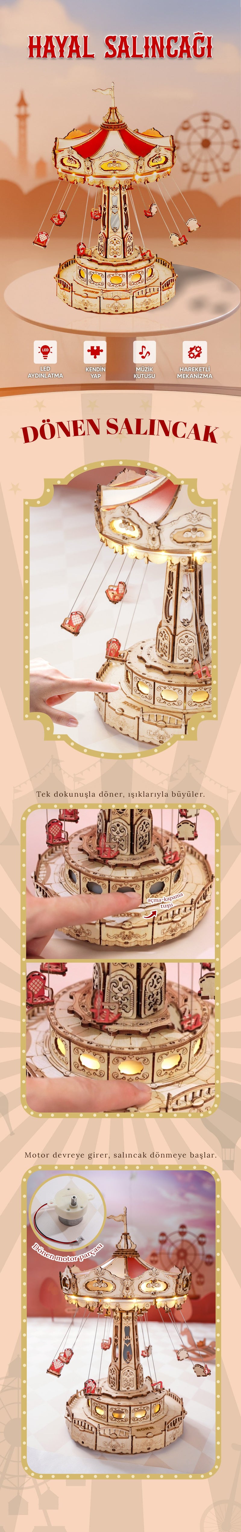 Hayal Salıncağı – LED Işıklı Müzikli 3D Ahşap Maket | NoviHobby
