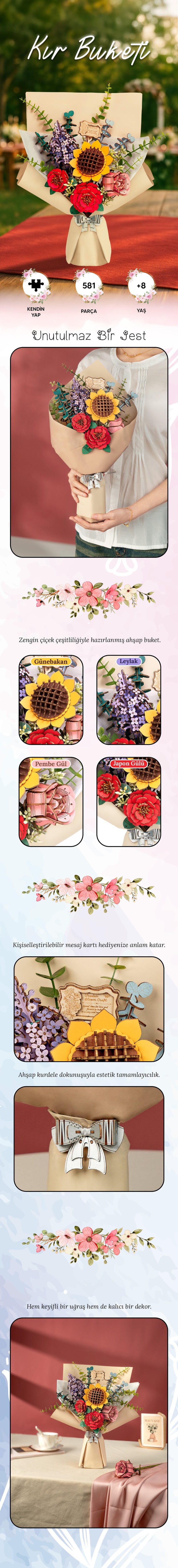 Kır Buketi – Ahşap Minyatür Çiçek Maketi | NoviHobby