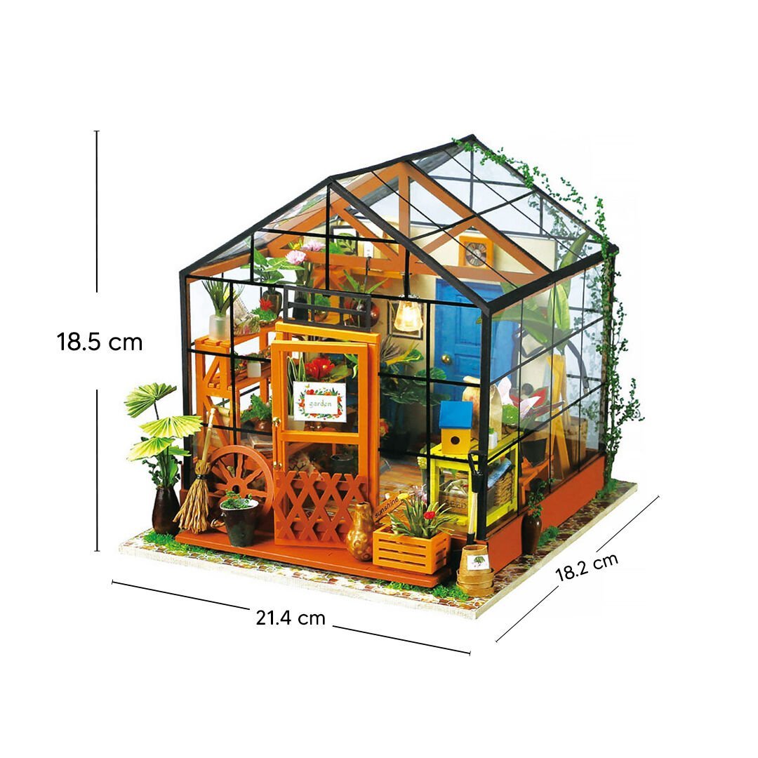 Kış Bahçesi seti ön görünüş – cam duvarlar, bitkiler ve dekoratif mobilyalar ile minyatür ev içi kış bahçesi -2