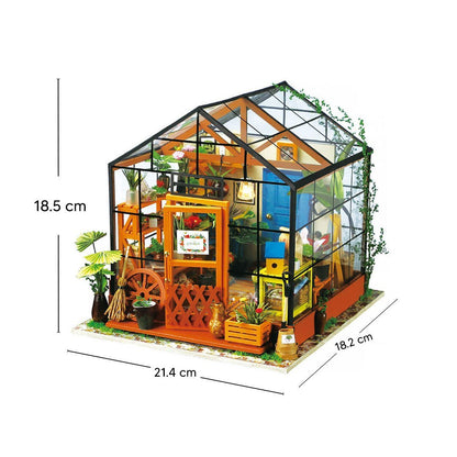 Kış Bahçesi seti ön görünüş – cam duvarlar, bitkiler ve dekoratif mobilyalar ile minyatür ev içi kış bahçesi -2