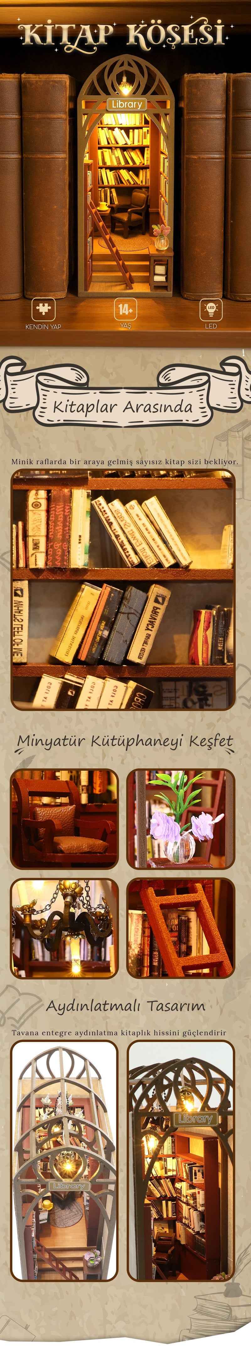 Kitap Köşesi – LED Aydınlatmalı Minyatür Kitaplık | NoviHobby