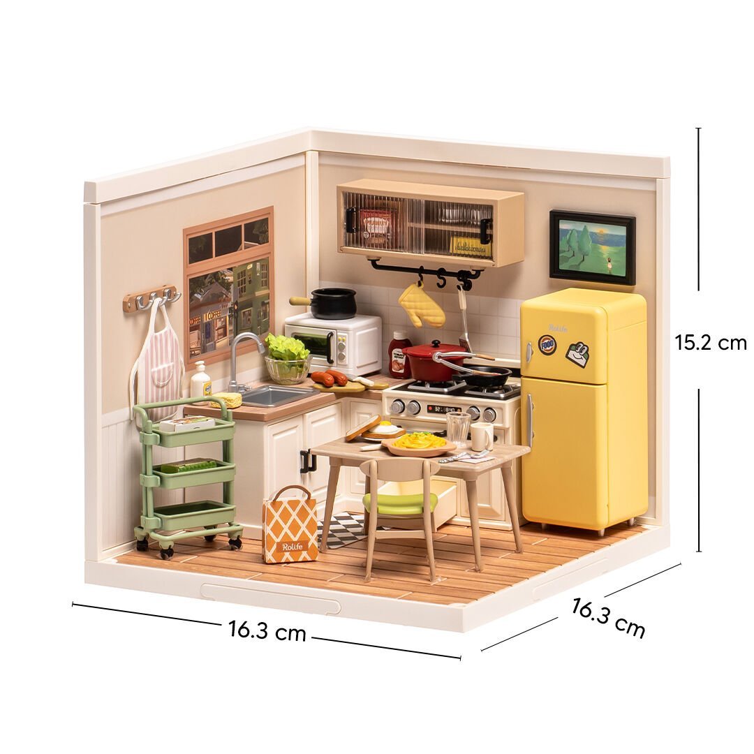 NoviHobby Keyifli Mutfak plastik minyatür seti — dolap, ocak ve buzdolabı ile detaylı mutfak görünümü -2