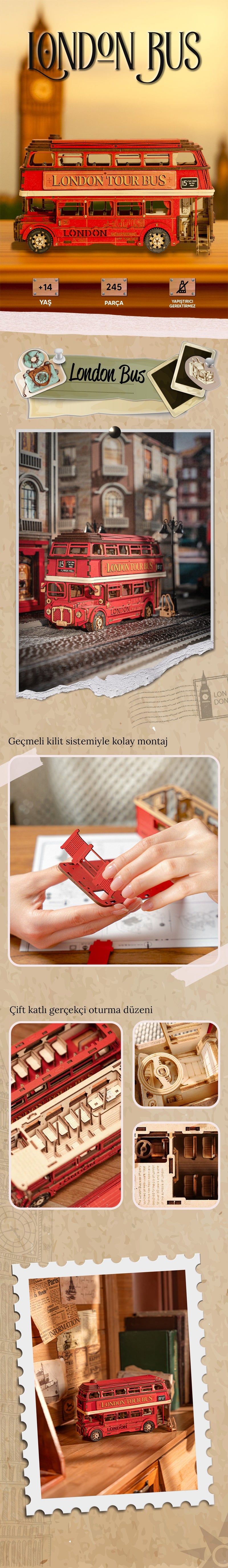 London Bus – Ahşap Minyatür Çift Katlı Otobüs Maketi | NoviHobby