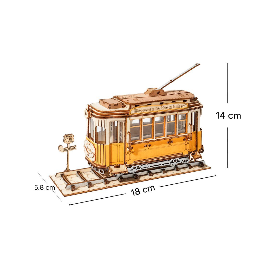 Tramvay oyuncak maketi – ön görünüş, raylar ve detaylı vagon tasarımı -2
