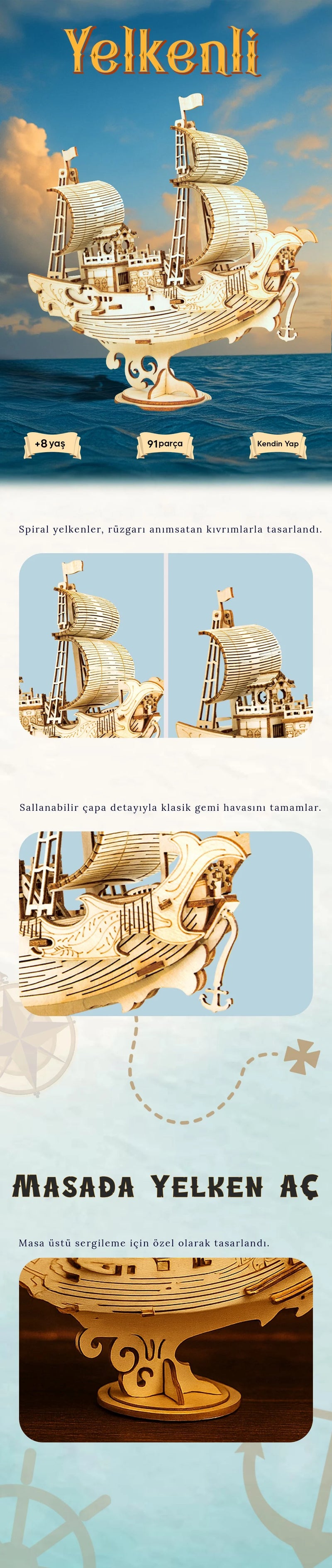 Yelkenli – Ahşap Minyatür Gemi Maketi | NoviHobby